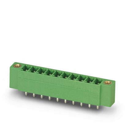 MCV 1,5/ 9-GF-3,81 P14 THR
Carcasa base placa de circuito impreso, sección nominal: 1,5 mm², color: negro, corriente nominal: 8 A, tensión nominal (III/2): 160 V, superficie contactos: Sn, tipo de conexión del contacto: Macho, número de potenciales: 9, número de filas: 1, número de polos: 9, número de conexiones: 9, familia de artículos: MCV 1,5/..-GF-THR, paso: 3,81 mm, montaje: Soldadura THR/soldadura por ola, disposición de pines: Disposición de pines lineal, longitud del pin [P]: 1,4 mm, número de pines de soldadura por potencial: 1, sistema enchufable: COMBICON MC 1,5, Orientación de la cara enchufable: Estándar, bloqueo: Bloqueo por tornillo, tipo de fijación: Sujeción aérea (rosca), tipo de embalaje: empaquetado en caja, Encontrará más información para el usuario y recomendaciones de diseño sobre la tecnología Through Hole Reflow en: Downloads
