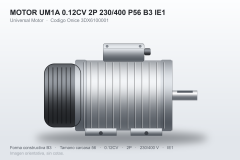 MOTOR UM1A 0.12CV 2P 230/400 P56 B3 IE1