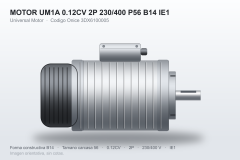 MOTOR UM1A 0.12CV 2P 230/400 P56 B14 IE1