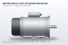 MOTOR UM1A 0.12CV 2P 230/400 P56 B35 IE1
