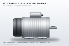 MOTOR UM1A 0.17CV 2P 400/690 P56 B3 IE1