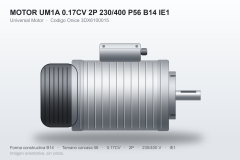 MOTOR UM1A 0.17CV 2P 230/400 P56 B14 IE1