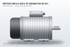 MOTOR UM1A 0.25CV 2P 400/690 P63 B3 IE1