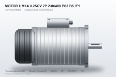 MOTOR UM1A 0.25CV 2P 230/400 P63 B5 IE1